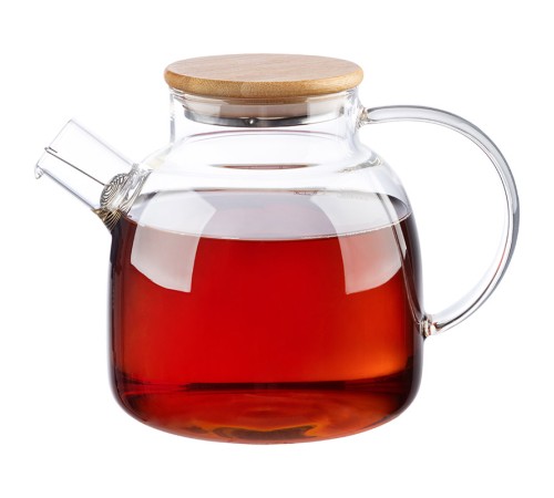 Чайник заварочный MALLONY Foresta di bambu, объем 1,5 л, из боросиликатного стекла с крышкой из бам.
