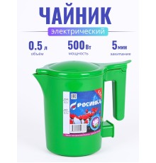 Чайник Росинка 0,5л 0,6кВт, спираль ЗЕЛЕНЫЙ