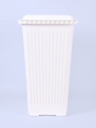 Корзина для белья М6888 Вязаное плетение 25л, белая Альтернатива