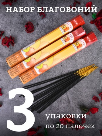 Благовония HEM, шестигранники, Киви (Kiwi) , 3 шт