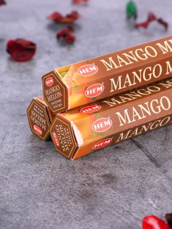 Благовония HEM, шестигранники, Манго Дыня (Mango Melon), 3 упаковки по 20 аромапалочек