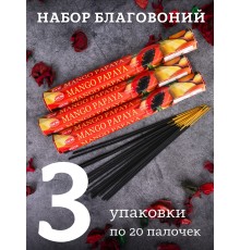 Благовония HEM, шестигранники, Манго Папайя (Mango Papaya), 3 шт