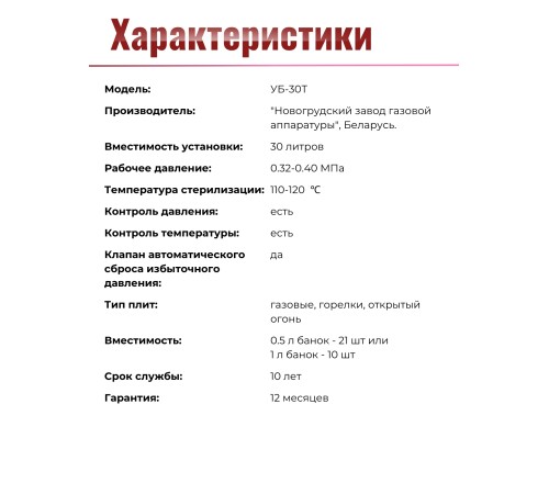 Автоклав для стерилизации 30 л УБ-30Т, с термоманометром