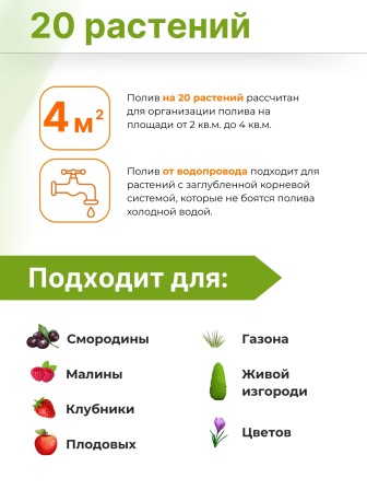 Микродождевой полив кустарников и деревьев Жук 20 растений