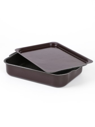 Противень с антипригарным покрытием  и крышкой Кружево 190х250мм