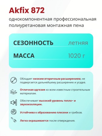 Akfix 872 Профессиональная монтажная пена, 1020 гр.