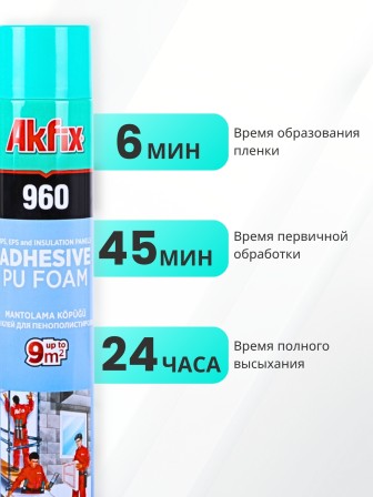 Akfix 960 Бытовая клей-пена всесезонная, 800 мл.