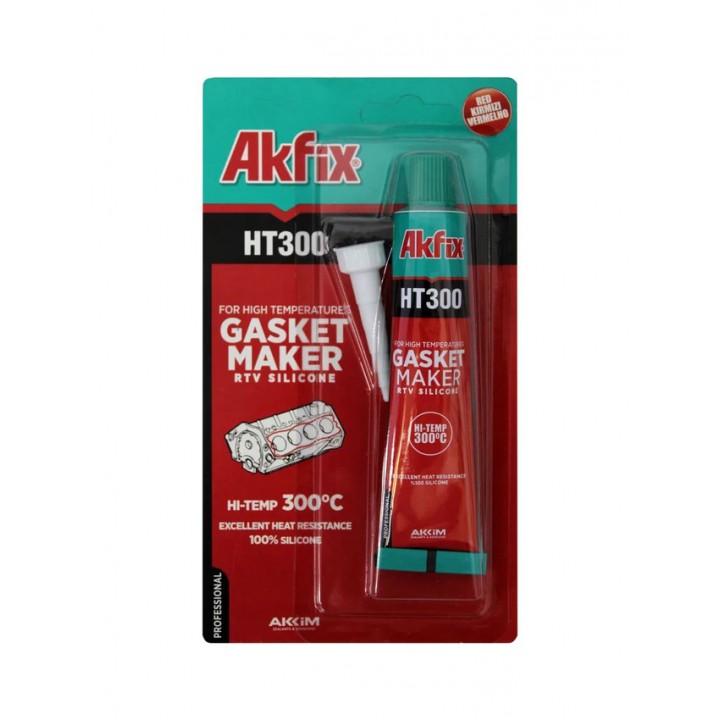 Akfix HT300 Термостойкий силикон, 50 гр. Красный (Блистер)