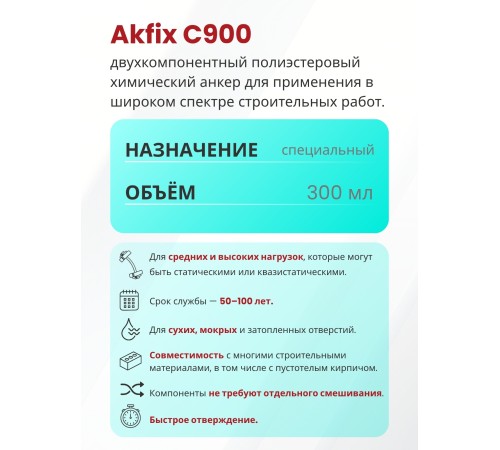 Akfix C900 Химический Анкер, 300 мл. Akfix C900 Химический Анкер, 300 мл.