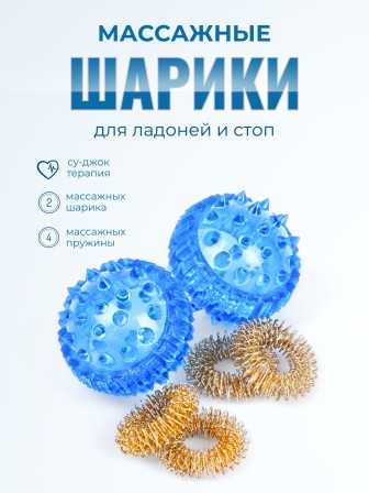 Массажер МАССАЖНЫЙ ШАРИК СИНИЙ без упаковки, 2 шт