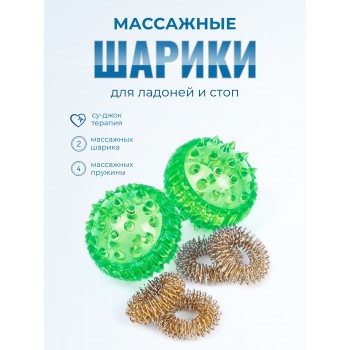 Массажер МАССАЖНЫЙ ШАРИК ЗЕЛЕНЫЙ в блистере, 2 шт
