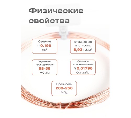 Медная проволока универсальная 0.5 мм / 50 метров моток