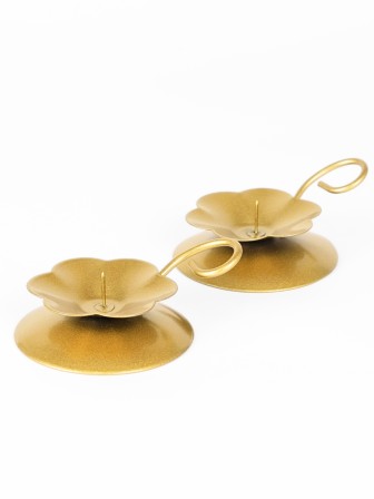 Подсвечник Цветок золотой металлический 9x9x3 см