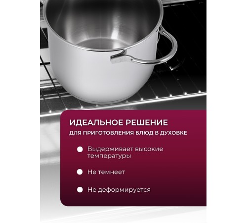 Кастрюля «Легенда» - 8,0 л, 260 мм, ТРС, КС (стеклянная крышка, зеркальная полировка, прутковые ручки)