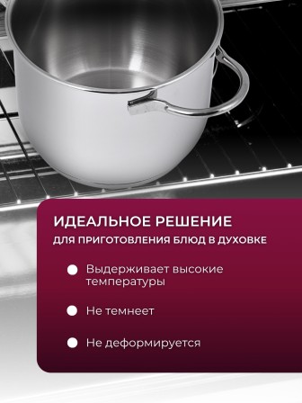 Кастрюля «Легенда» - 7,0 л, 260 мм, ТРС, КС (стеклянная крышка, зеркальная полировка, прутковые ручки)