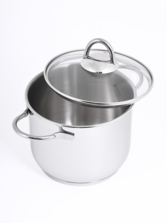 Кастрюля «Легенда» - 2,25 л, 160 мм, ТРС, КС (стеклянная крышка, зеркальная полировка, прутковые ручки)