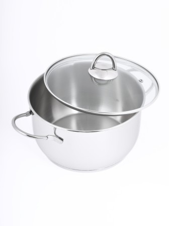 Кастрюля «Легенда» - 4,0 л, 220 мм, ТРС, КС (стеклянная крышка, зеркальная полировка, прутковые ручки)