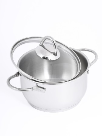 Кастрюля «Легенда» - 1,5 л, 160 мм, ТРС, КС (стеклянная крышка, зеркальная полировка, прутковые ручки)