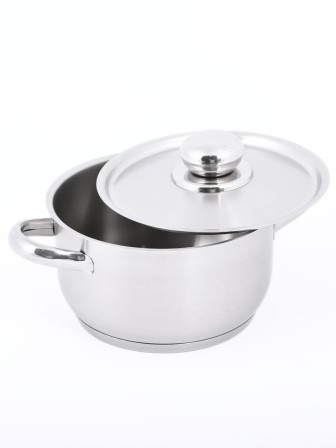 Кастрюля «Прима» (сатин) - 1,5 л, 160 мм, ТРС, КМ (металлическая крышка, матовая полировка, объемными ручками)