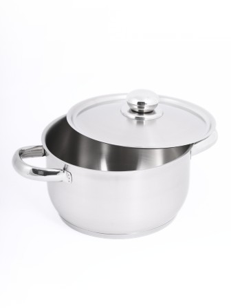 Кастрюля «Прима» (сатин) - 3,0 л, 200 мм, ТРС, КМ (металлическая крышка, матовая полировка, объемными ручками)