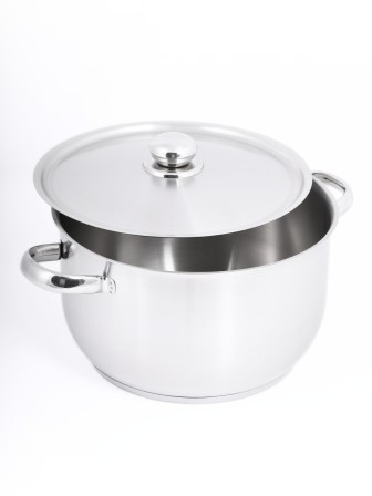 Кастрюля «Прима» (сатин) - 7,0 л, 260 мм, ТРС, КМ (металлическая крышка, матовая полировка, объемными ручками)