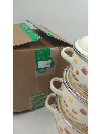 24-1287 Набор эмалированных кастрюль Хлеб 1КА021М, слоновая кость; 2/3/4 л