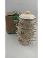 24-1287 Набор эмалированных кастрюль Хлеб 1КА021М, слоновая кость; 2/3/4 л