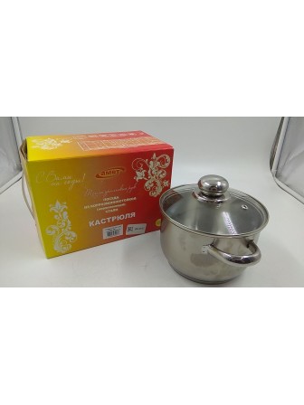 24-0101 Кастрюля 1,75 л из нержавеющей стали с крышкой Амет Славяна 1с855