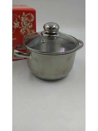 24-0101 Кастрюля 1,75 л из нержавеющей стали с крышкой Амет Славяна 1с855