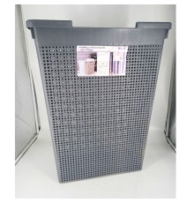 23-3107 Корзина для белья VIOLET 5650018 Лофт 50 л, серая, узкая с крышкой