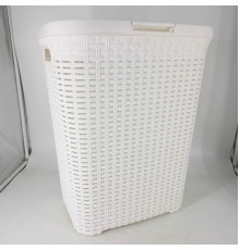 23-0807 Корзина для белья VIOLET 184006 Ротанг 40 л, белая, с крышкой