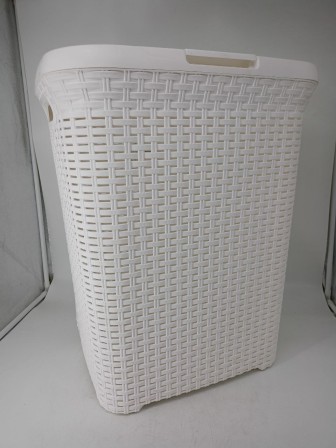 22-3617 Корзина для белья VIOLET 186006 Ротанг 60 л, белая, с крышкой