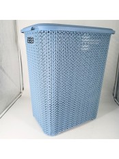 23-0107 Корзина для белья VIOLET 206036 Вязь 60 л, голубая норка