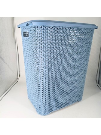 23-0107 Корзина для белья VIOLET 206036 Вязь 60 л, голубая норка