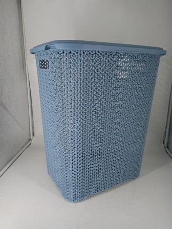 23-0107 Корзина для белья VIOLET 206036 Вязь 60 л, голубая норка