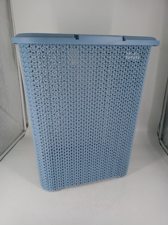 23-0107 Корзина для белья VIOLET 206036 Вязь 60 л, голубая норка