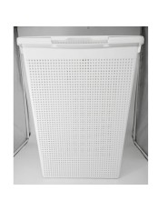 23-2224 Корзина для белья VIOLET 5650006 Лофт 50 л, белая, узкая с крышкой