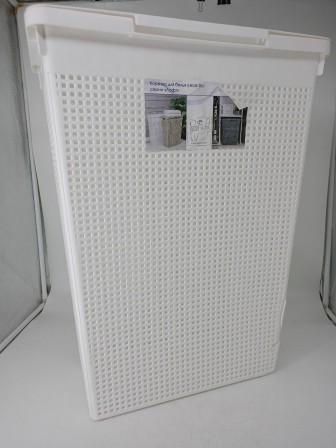 23-2224 Корзина для белья VIOLET 5650006 Лофт 50 л, белая, узкая с крышкой
