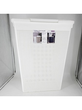 23-2265 Корзина для белья VIOLET 5650006 Лофт 50 л, белая, узкая с крышкой