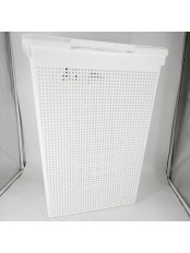 22-1134 Корзина для белья VIOLET 5650006 Лофт 50 л, белая, узкая с крышкой