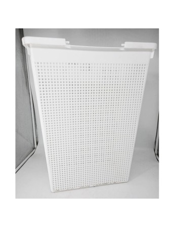 23-0625 Корзина для белья VIOLET 5650006 Лофт 50 л, белая, узкая с крышкой