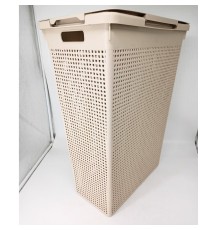 24-1106 Корзина для белья VIOLET 5650020 Лофт, 50 л, латте, узкая с крышкой