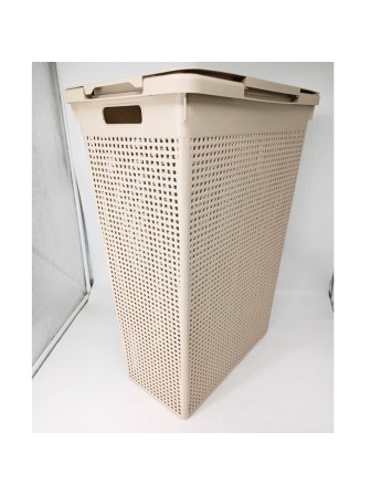 24-1106 Корзина для белья VIOLET 5650020 Лофт, 50 л, латте, узкая с крышкой