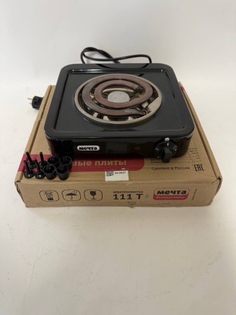 25-0527 Электрическая плитка Мечта 111Т черная, 1 конфорка, ТЭН