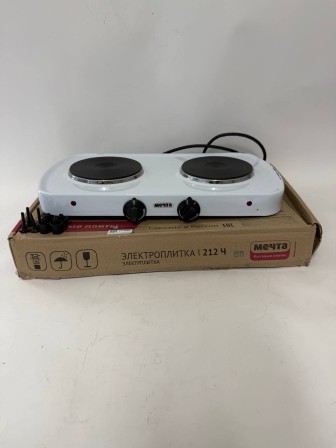 25-0546 Электрическая плитка Мечта 212Ч белая, 2 конфорки, чугун