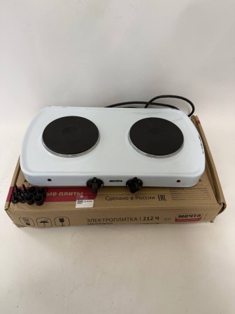 25-0546 Электрическая плитка Мечта 212Ч белая, 2 конфорки, чугун