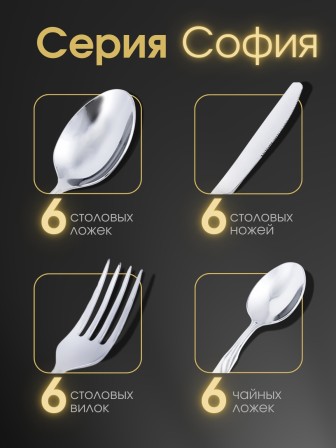 Набор приборов СОФИЯ  столовый 24 предмета в картонной коробке