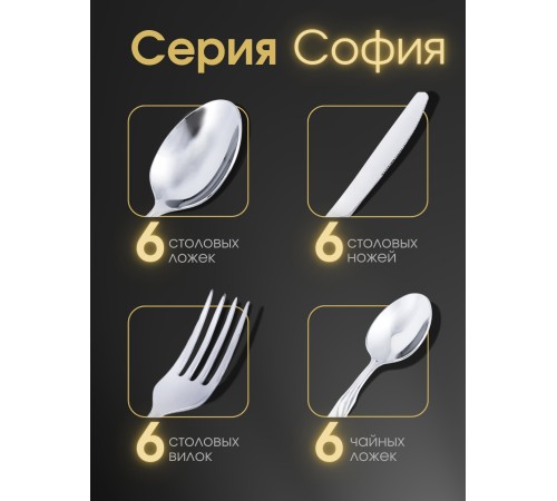 Набор приборов СОФИЯ  столовый 24 предмета в картонной коробке