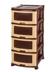 Уценка 24-0406 Комод пластиковый VIOLET Плетенка 035401, 4 секции, бежевый/коричневый