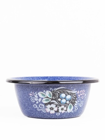 Миска эмалированная 0,8 л, Стальэмаль 1с5с, Голубика, синий, с зерном